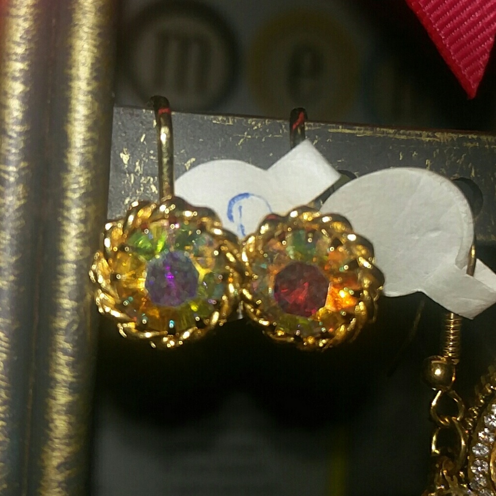 Golden Aurora crystal French spring clips on
